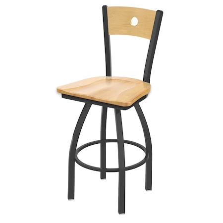 Holland Bar Stool Co 30" Swivel Counter Stool, Bronze Finish, Nat Back, Nat Maple Seat 83030PWNatMplBNatMpl